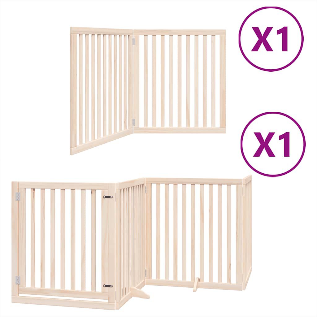 vidaXL Puerta para perros plegable 6 paneles madera de &aacute;lamo 480 cm, , large Imagen numero 1
