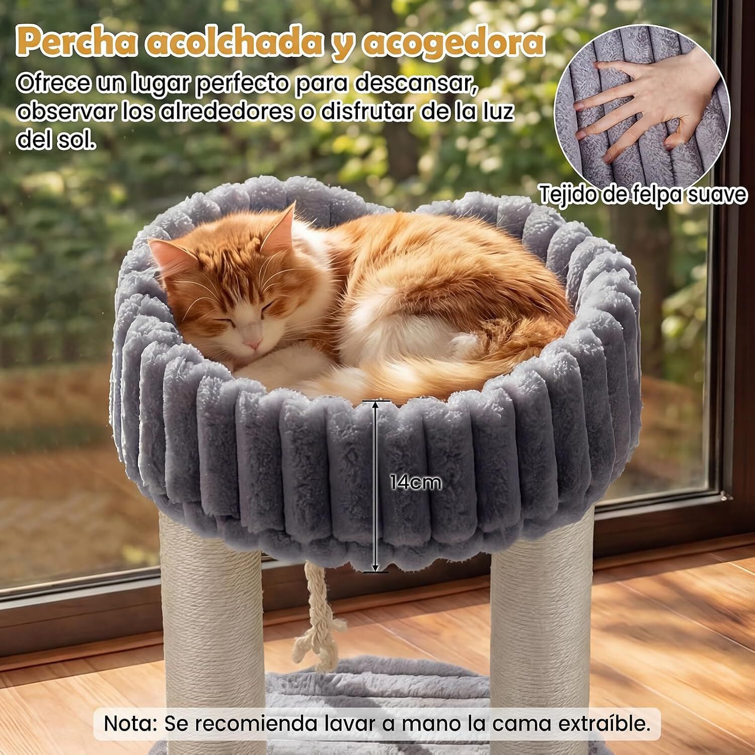 COSTWAY 40 x 40 x 50,5 cm &Aacute;rbol para Gatos Peque&ntilde;o (Gris) | Torre para Gatos con Plataforma Superior de Felpa, Rascadores de Sisal, Bola Colgante, Torre gato Interior para Mascotas, , large Imagen numero 3