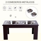 Pawhut comedero elevado doble marrón para perros, , large image number null