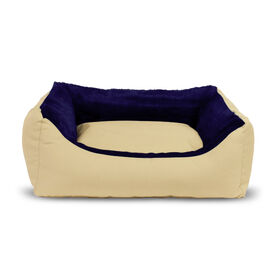 Gauty Cama Tela Impermeable Y Pelo Azul Y Beige para perros