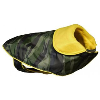 Gabardina forrado polar modelo Glitter para perros color Caqui/Amarillo