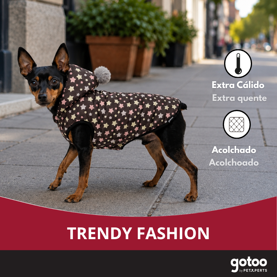 Gotoo Abrigo Estrellas con Capucha y Pomp&oacute;n para perros, , large Imagen numero 6