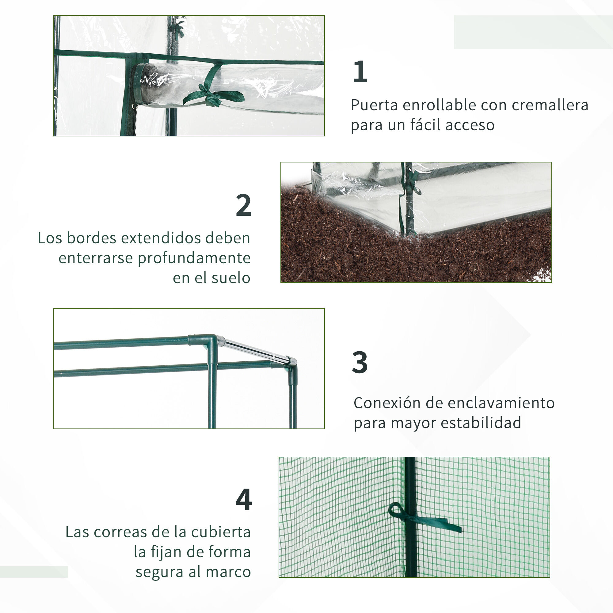 Outsunny Invernadero con Puerta Enrollable y Estructura de Acero Invernadero de Jard&iacute;n Terraza Patio para Cultivo de Plantas 100x50x150 cm Verde, , large Imagen numero 5