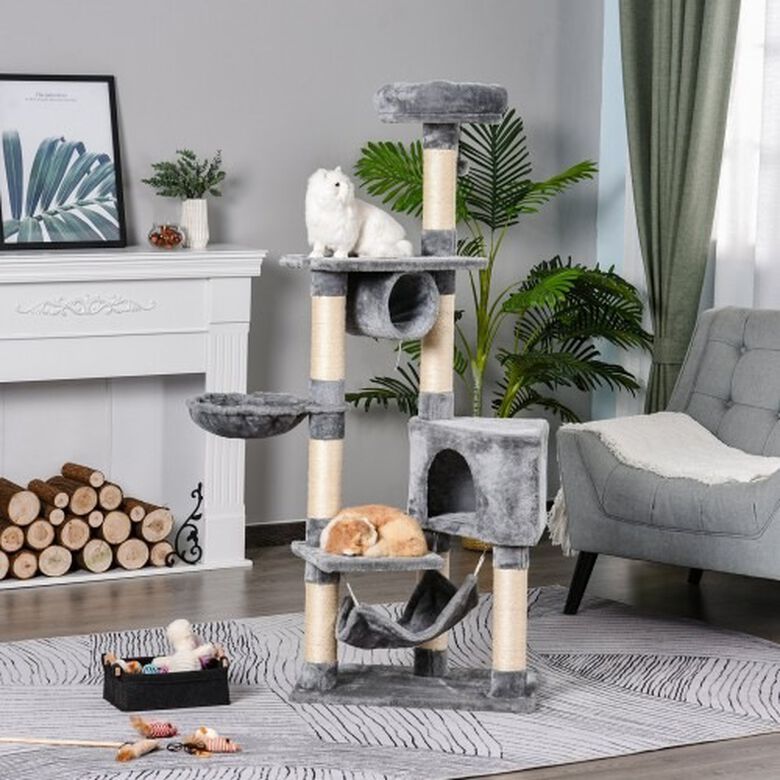 Arbol rascador con plataformas para gatos color Gris thumbnail