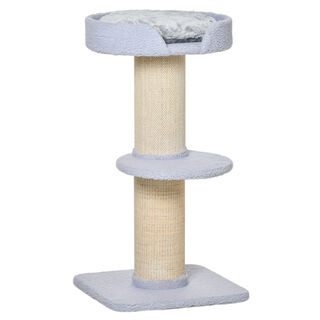PawHut Árbol Rascador de 3 Niveles con Nido Plataforma y Poste de Sisal Azul Claro para Gatos