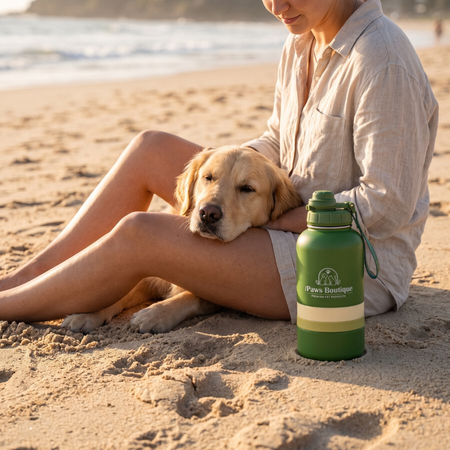 Botella de Agua para Perros 3 en 1: Bebedero Port&aacute;til de Acero Inoxidable 950ml, Compartimento para Comida y Cuenco Extra Desmontable &ndash; Antifugas, Libre de BPA &ndash; Ideal para Viajes y Paseos, , large Imagen numero 4