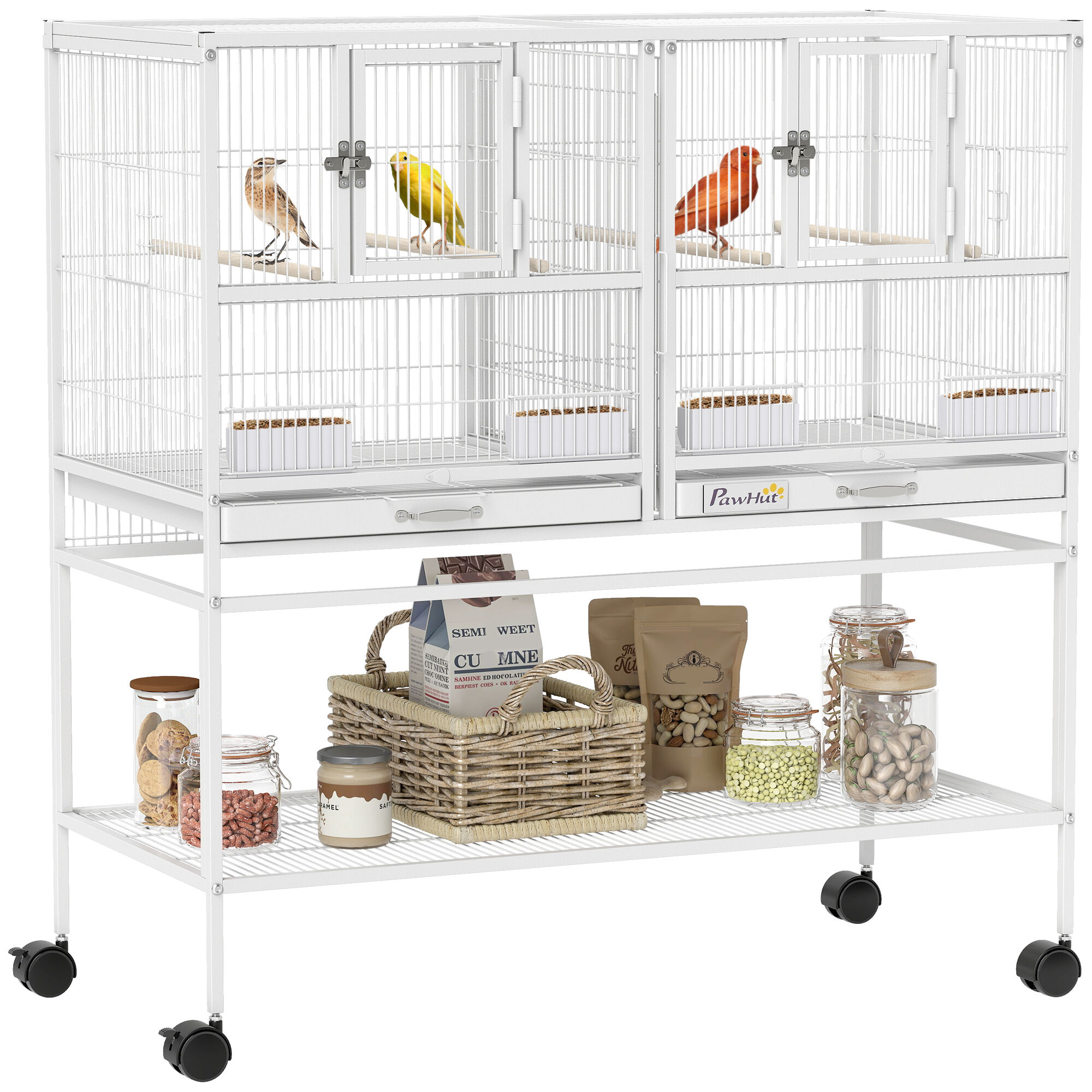 PawHut Jaula para P&aacute;jaros Blanco, , large Imagen numero 1