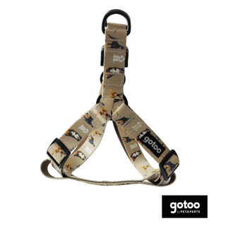 Gotoo Arnés ajustable estampado marrón para perros