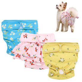 Nobleza Pack de 3 Pañales Lavables para Perros, Bragas Reutilizables para Perras en Celo, Pantalón Sanitario Menstruales para Perro Hembra, Altamente Absorbentes