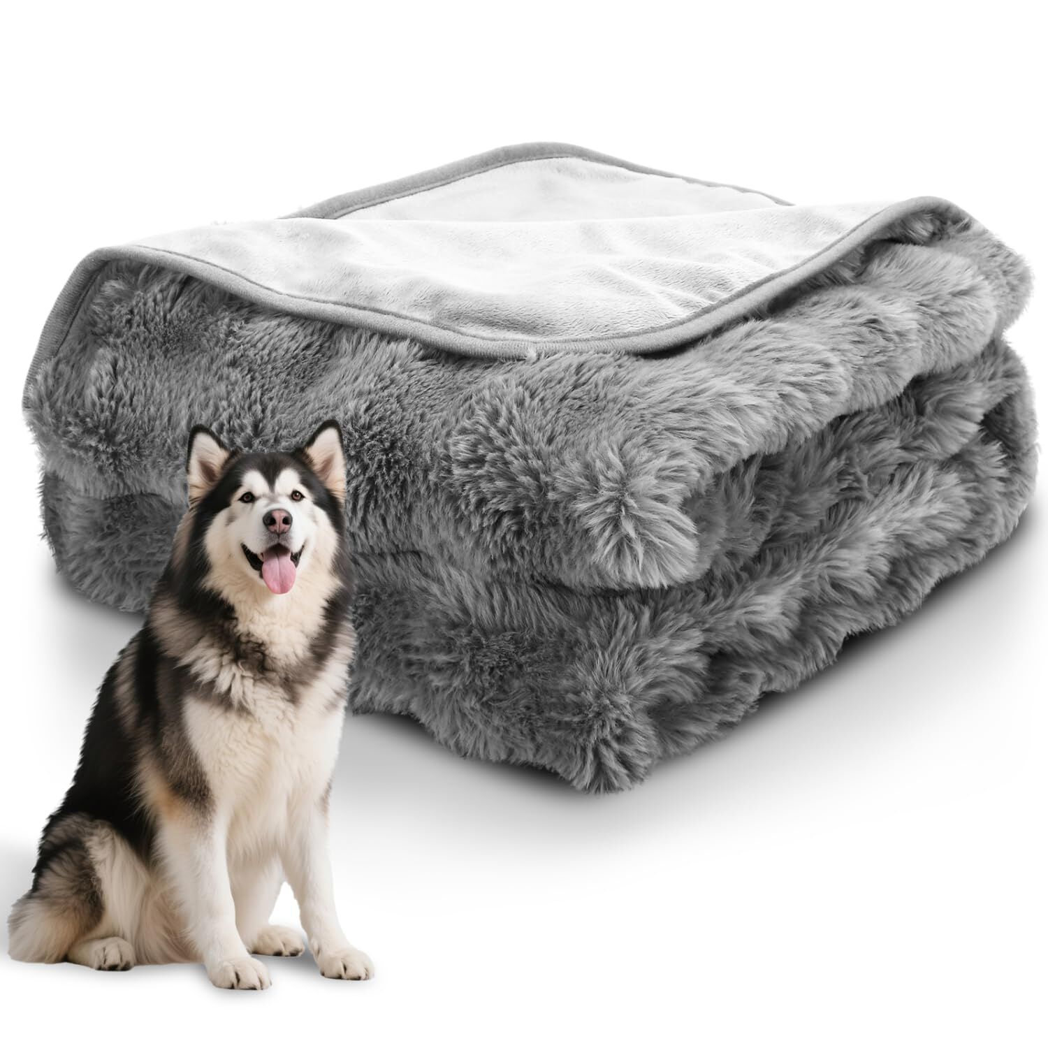 Nobelza Manta Impermeable Perro, Manta Suave de Felpa para Perros, Gatos, M 100 x 80 cn, Reversible, Lavable Mascotas de Fugas para Sofá y Cama, Gris thumbnail