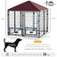 PawHut Perrera de 8 Paneles Parque para Perros Metálica de Exterior con 2 Soportes Giratorios para Comida 2 Cuencos y Toldo de Impermeable y Anti-UV 141x141x153 cm Negro y Rojo, , large indicador imagen numero 3