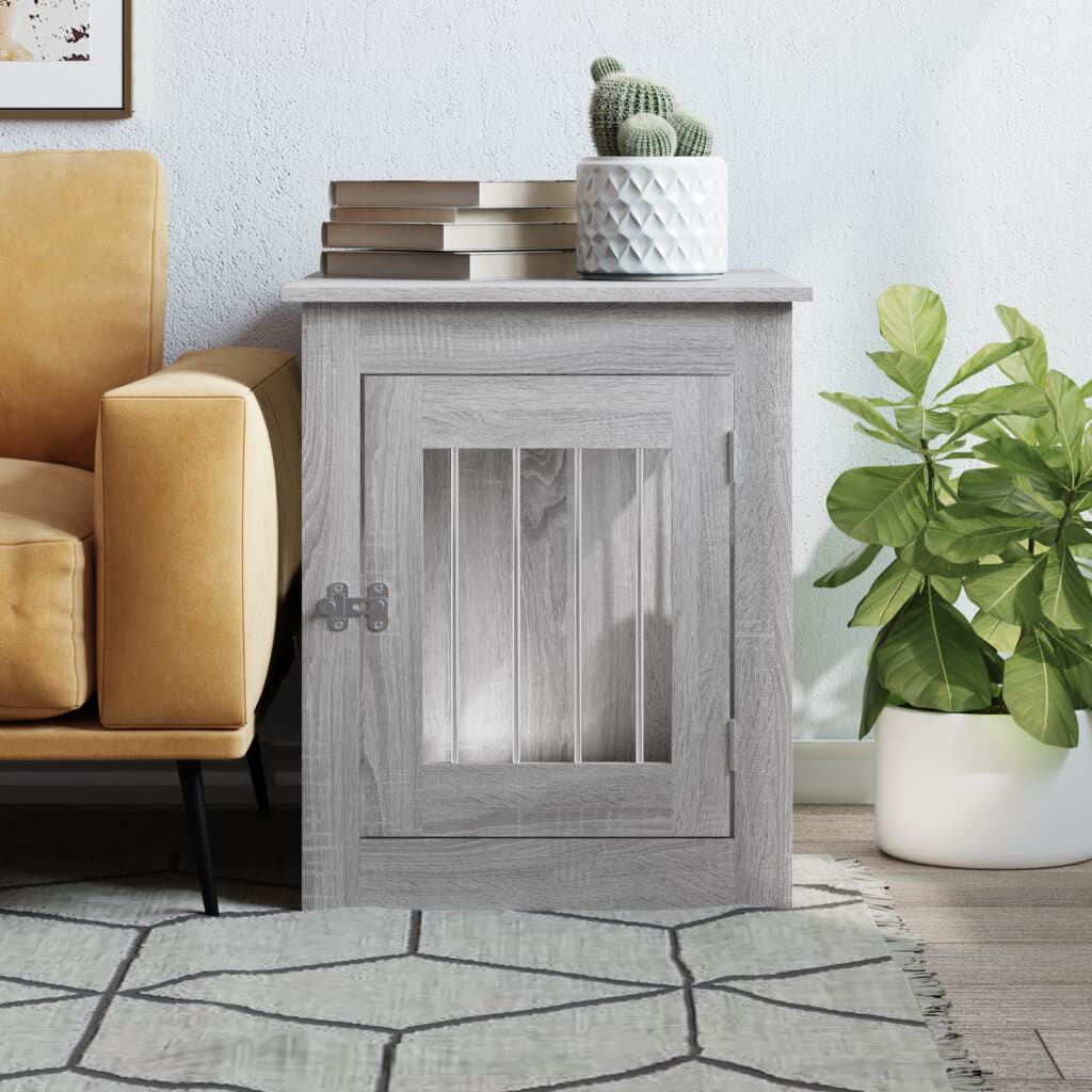 vidaXL Jaula para perros madera de ingenier&iacute;a gris Sonoma 55x80x68 cm, , large Imagen numero 10