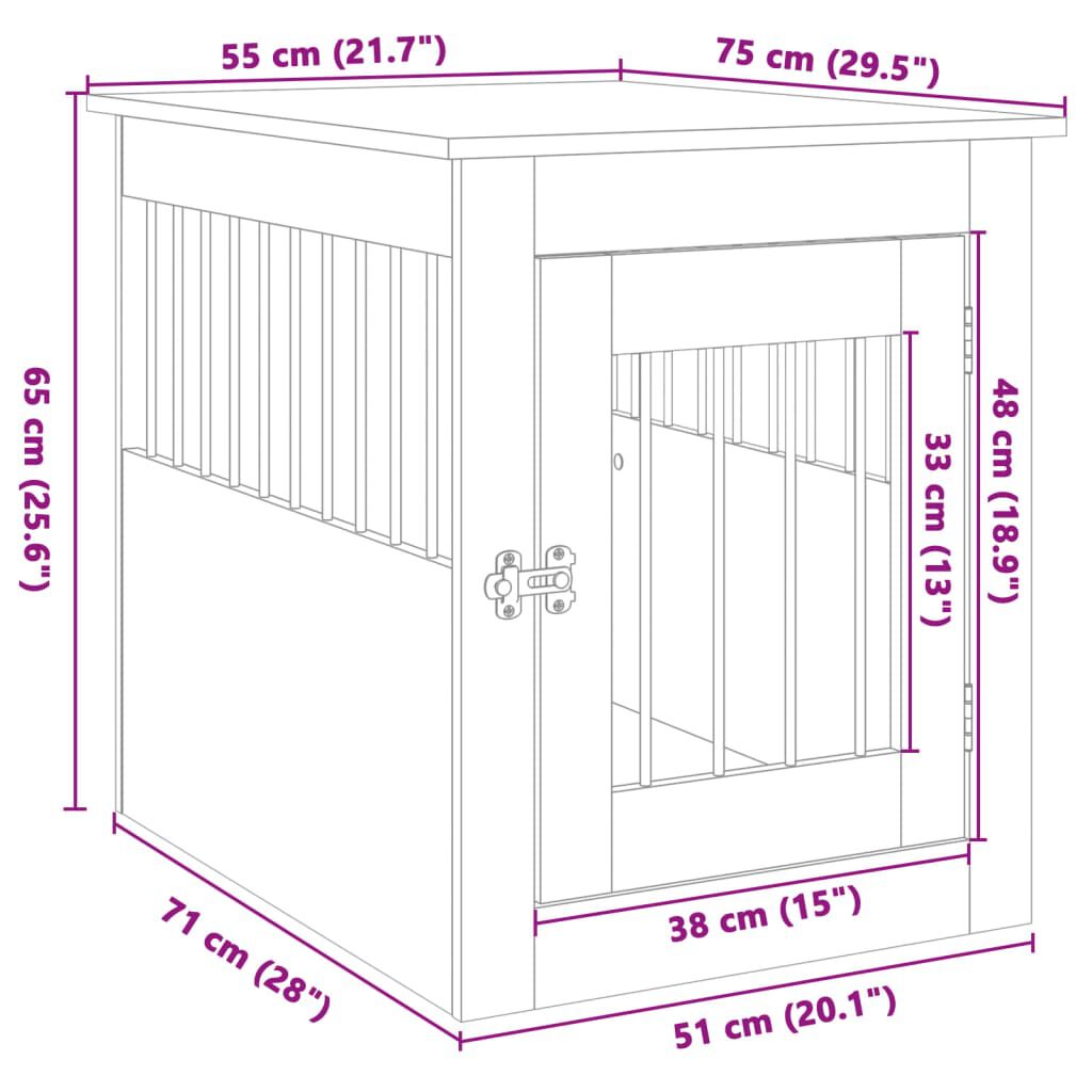 vidaXL Jaula para perros madera de ingenier&iacute;a roble Sonoma 55x80x68 cm, , large Imagen numero 10