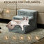 PawHut Escalera para Perros de 3 Peldaños con Funda Extraíble y Lavable Escalera para Mascotas Mayores Perros Pequeños Gatos para Cama Sofá 46x35x35 cm Gris Claro, , large indicador imagen numero 4
