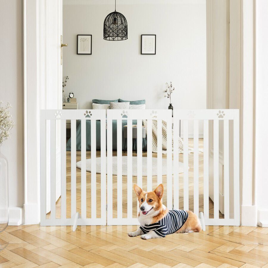 Costway Cerca Plegable Blanco Madera para perros thumbnail