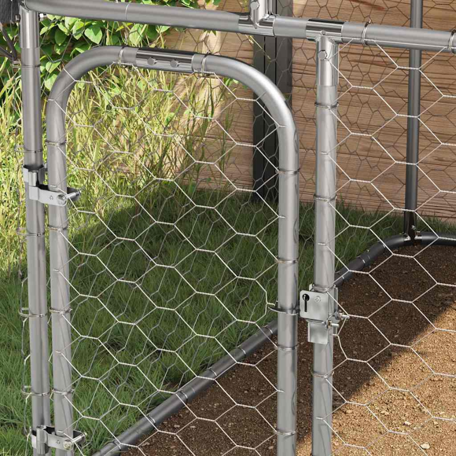 VidaXL Perrera Exterior Plateada para perros, , large Imagen numero 5