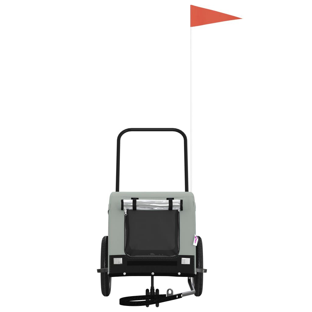 vidaXL Remolque de bicicleta para perros hierro tela Oxford gris negro, , large Imagen numero 7