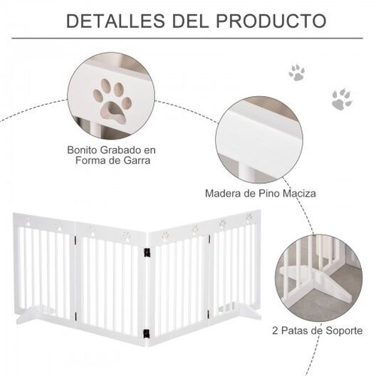 PawHut barrera de seguridad plegable color Blanco, , large image number null