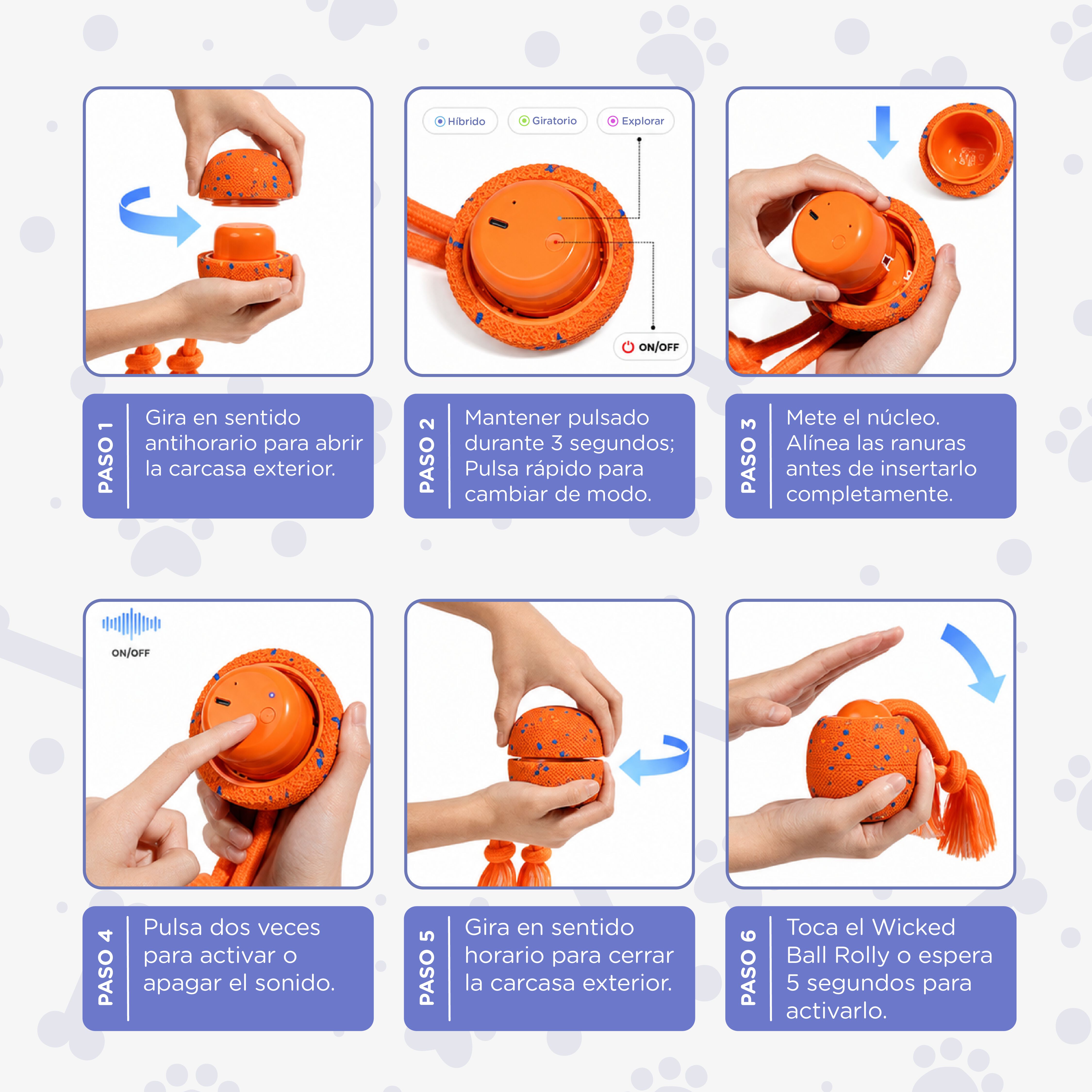 Robik Motion Interactive Ball Naranja | Pelota Interactiva Premium para Perros con Movimiento Autom&aacute;tico, 3 Modos de Juego y USB-C, , large Imagen numero 3