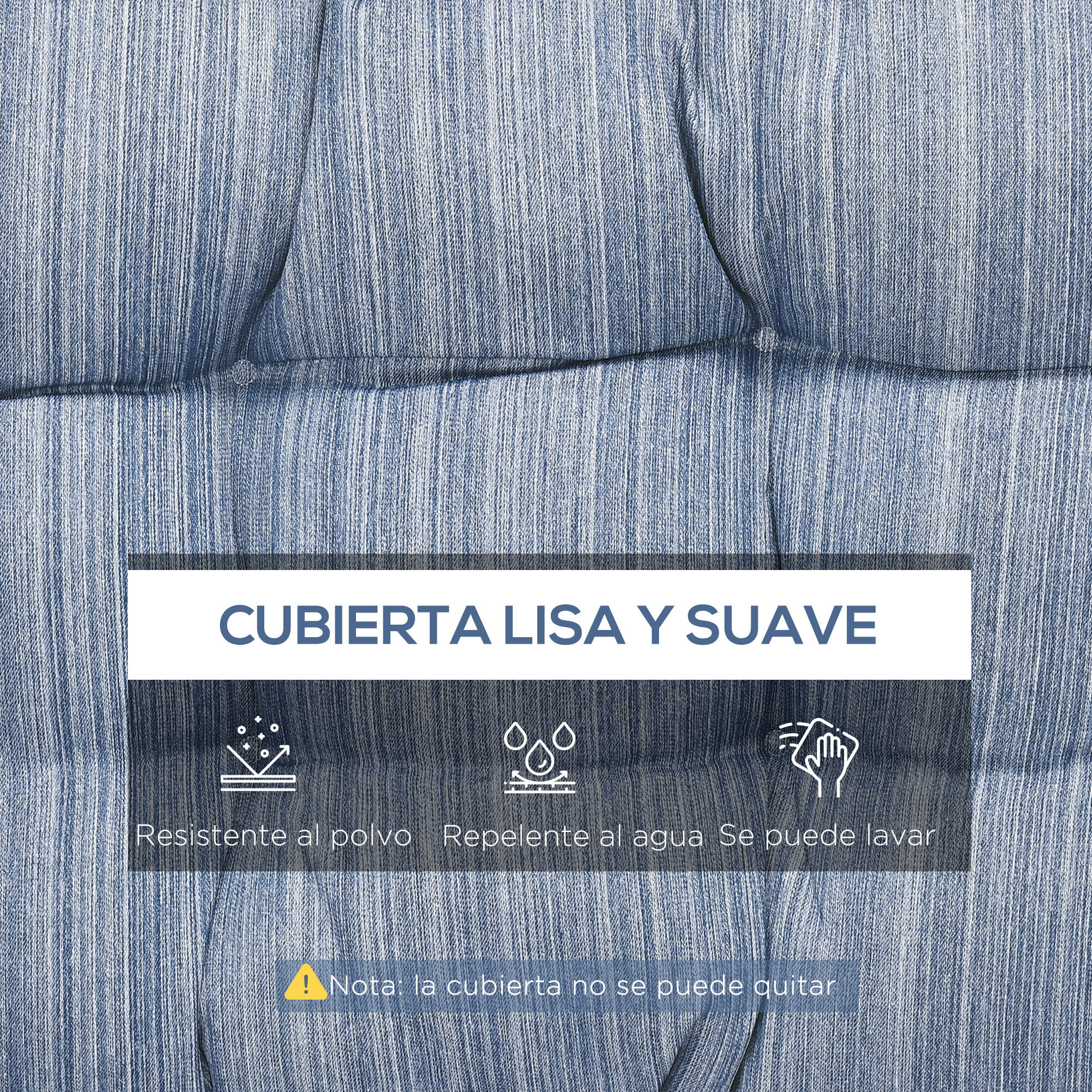 Outsunny Coj&iacute;n para Banco de 2 Plazas 110x48x8 cm Coj&iacute;n Rectangular para Interiores y Exteriores Lavable con 8 Puntadas y Asiento C&oacute;modo para Sillas Sof&aacute;s Azul, , large Imagen numero 4