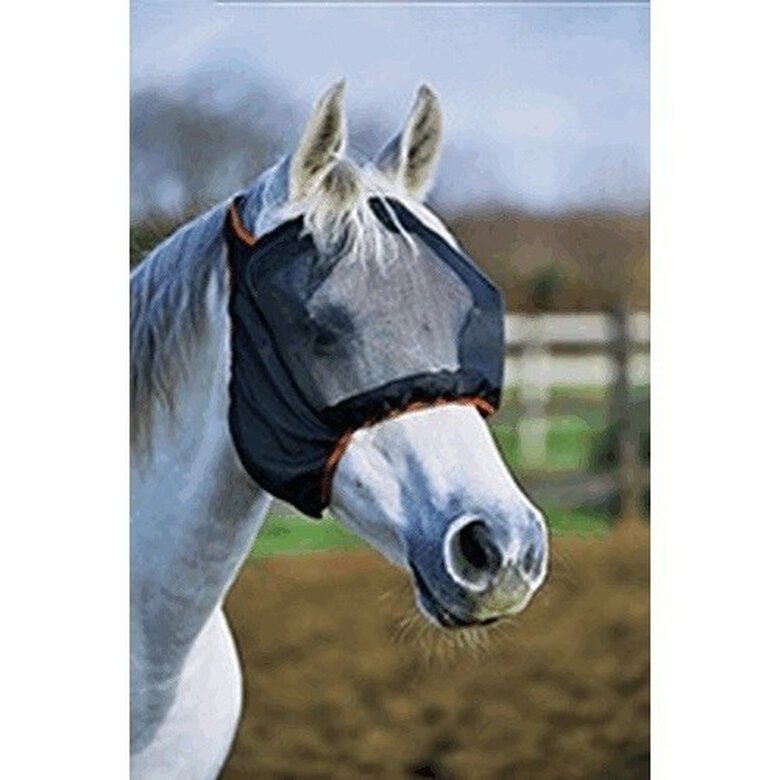 Máscara redecilla de alivio para caballos color Negro/Naranja, , large image number null