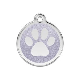 Red Dingo Placa identificativa Purpurina Huella perro Plateado para perros