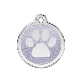 Red Dingo Placa identificativa Purpurina Huella perro Plateado para perros