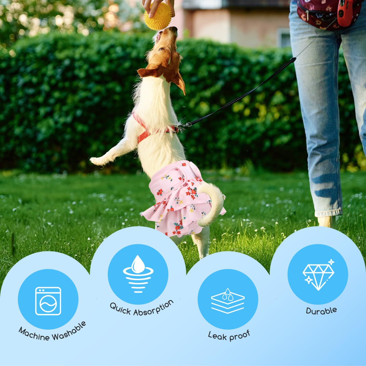 Nobleza Pack de 3 Pa&ntilde;ales Lavables para Perros, Bragas Reutilizables para Perras en Celo, Pantal&oacute;n Sanitario Menstruales para Perro Hembra, Altamente Absorbentes, , large Imagen numero 2