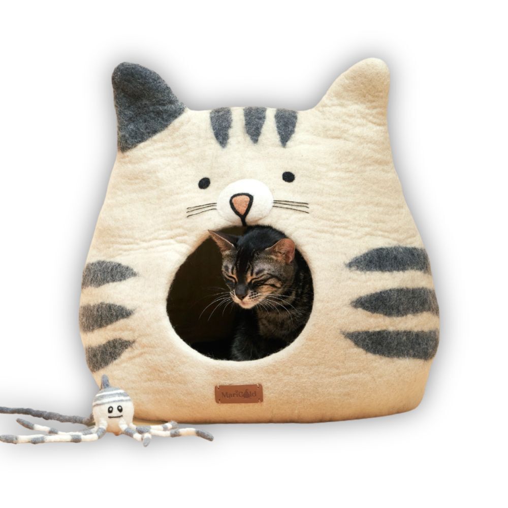 Gruta para gato de fieltro de lana n&oacute;rdico Yeti, , large Imagen numero 1