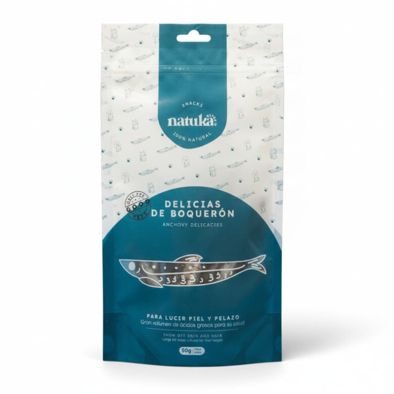 50 g Natuka Delicias de Boquerón Snack Natural para perros y gatos