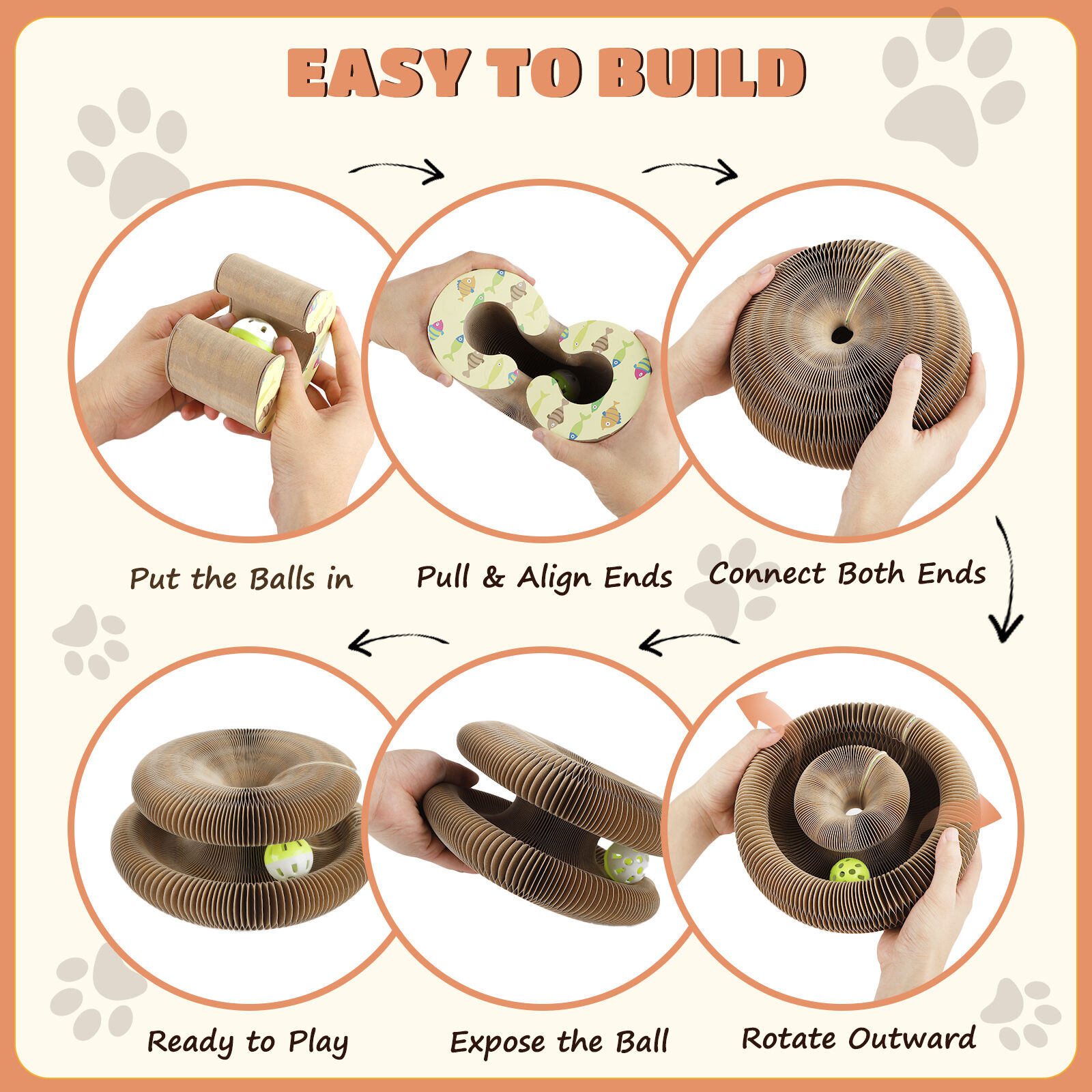 Nobleza - 2 Pack Magic Organ Juguete Rascador Interactivo para Gatos, Rascador para Gatos de Cart&oacute;n con Bola de Campana de Juguete, Interactivo Rascador for Gatos, 11*10*6.8CM, , large Imagen numero 3