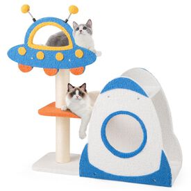 COSTWAY Árbol para Gatos de 4 Niveles con Perchero en Forma de OVNI para Gatos