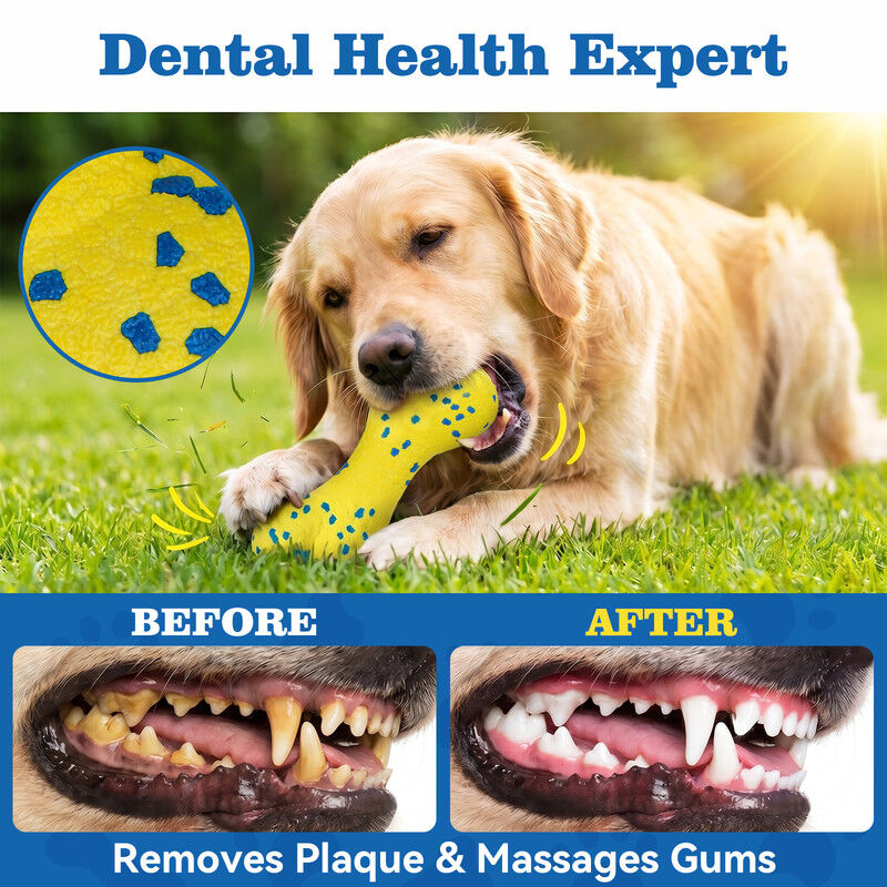 Nobleza Pack de 2 Juguetes Mordedores para Perros en Forma de Hueso &ndash; Huesos Indestructibles de Goma E-TPU para Perros Grandes, Medianos y Cachorros, Juguete Interactivo Flotante Limpiadientes, Azul y Amarillo, , large Imagen numero 4