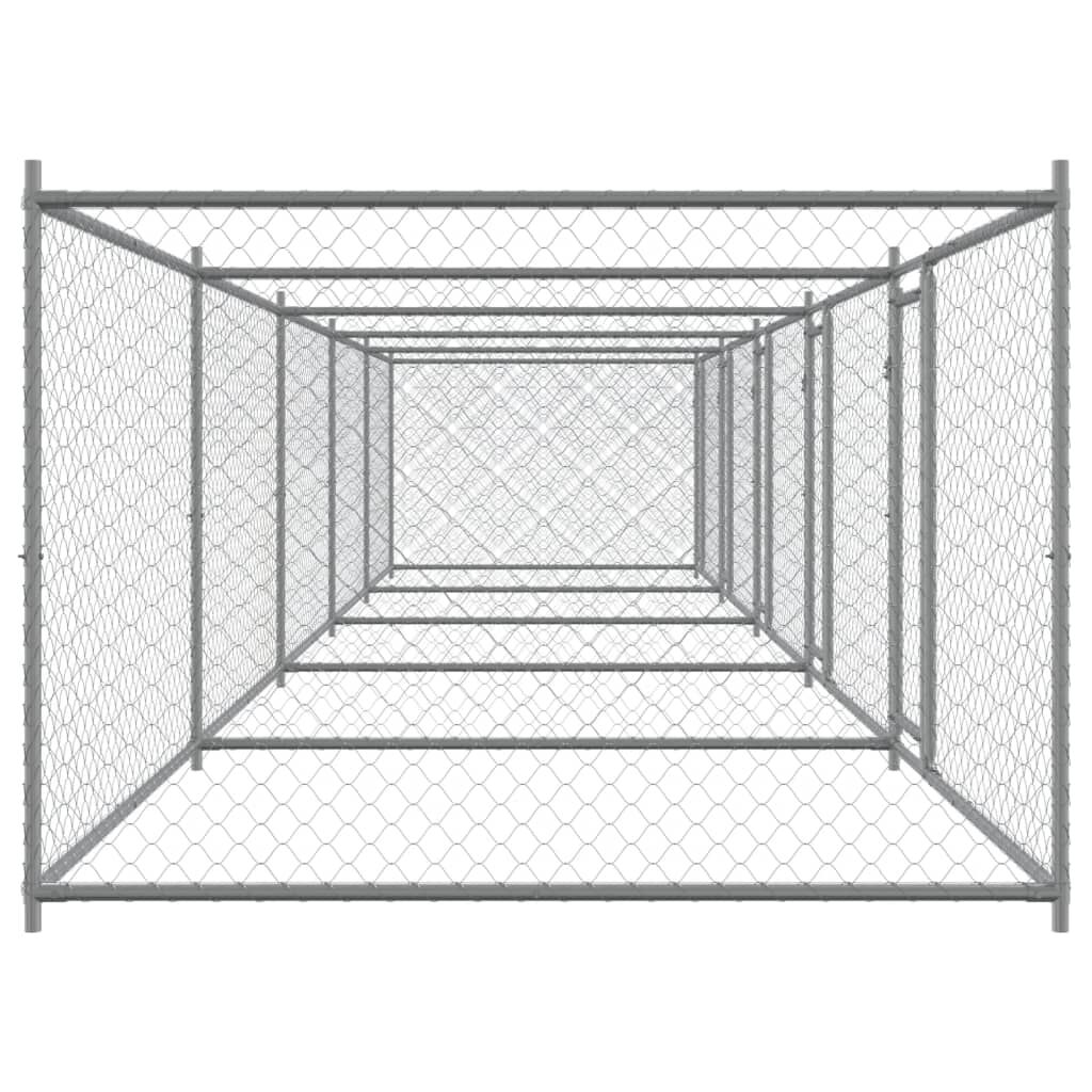 vidaXL Jaula de perros con puertas acero galvanizado gris 8x2x1,5 m, , large Imagen numero 9