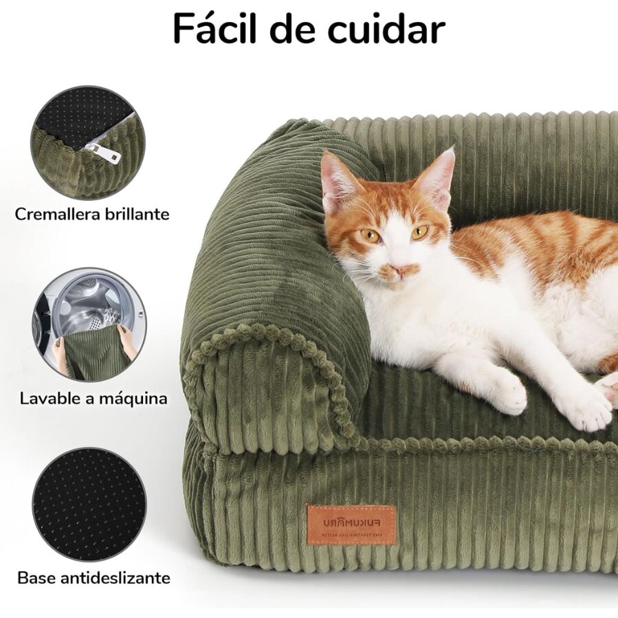 Fukumaru Sof&aacute; Cama para Mascotas Talla M | Cama para Perros y Gatos con Pana Suave, Relleno de Algod&oacute;n y Espuma, Base Antideslizante, Funda Lavable, Dise&ntilde;o Impermeable y Confort Premium para Hogar, , large Imagen numero 3
