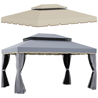 Outsunny Cenador de Jardín Gris y Beige para Exterior
