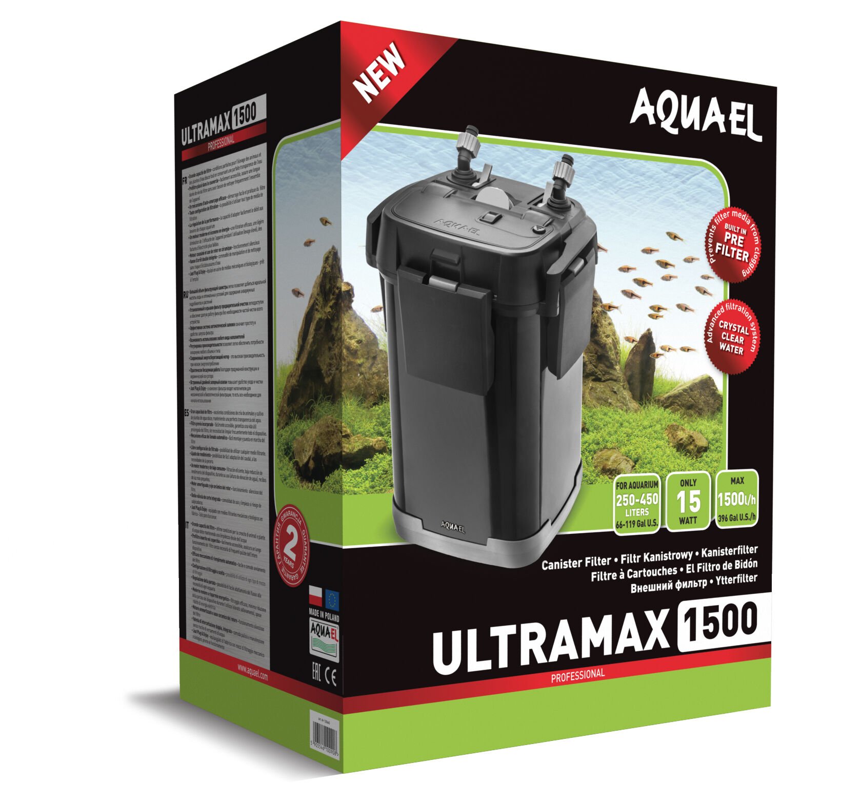 Aquael Filtro exterior ultramax 1500 para acuarios thumbnail