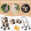 COSTWAY Cochecito para Perros Plegable, 3 en 1 Carrito para 2 Perros o Gatos, con 2 Transportines Desmontables, Cinturón de Seguridad, Cojines Desmontables, Carrito de Viaje para Mascotas (Beige), , large indicador imagen numero 4