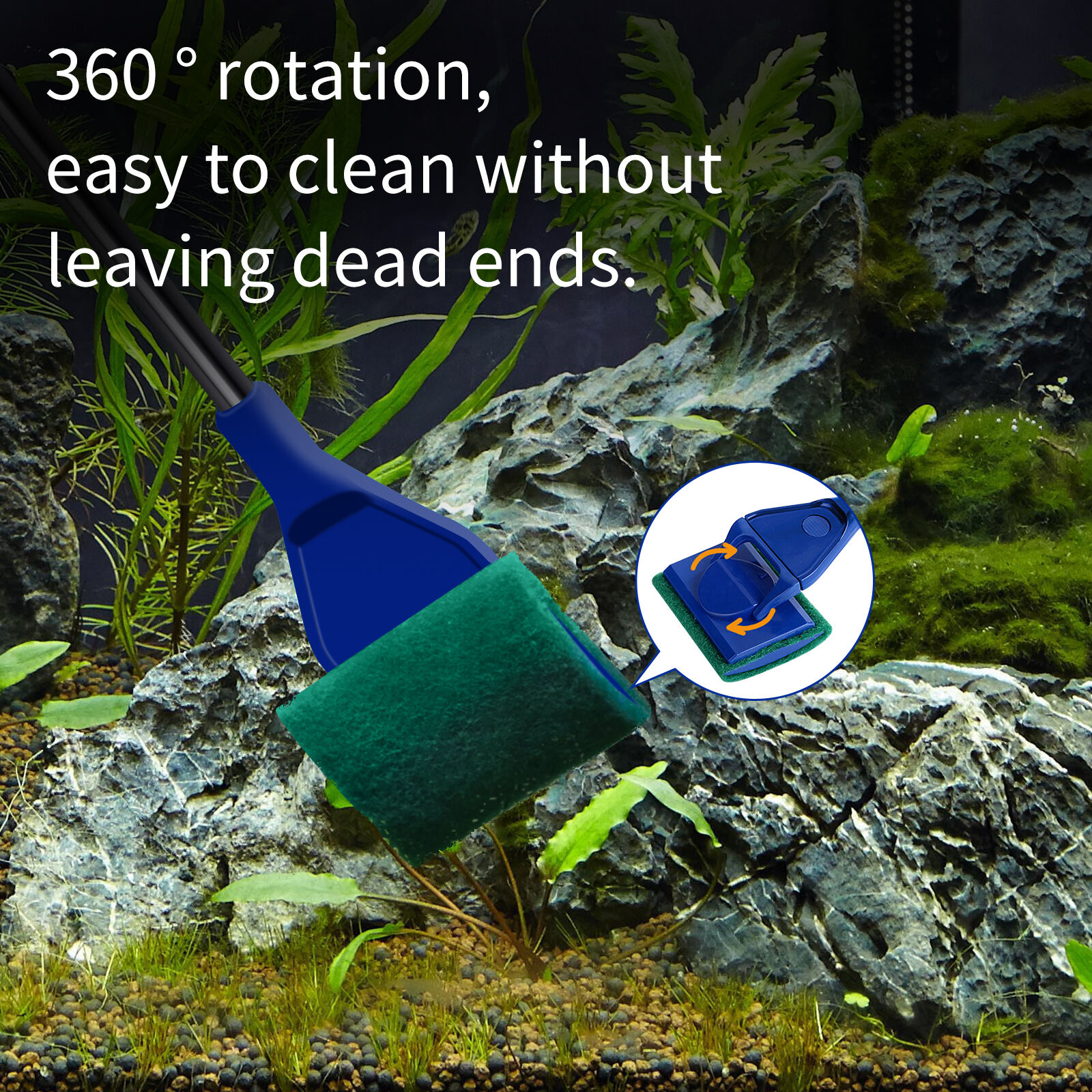 Nobleza - Limpieza Acuario, 5 en 1 Kit de Limpiador Acuario con Red, Esponja de Limpieza en &Aacute;ngulo Recto,  Rastrillo de Grava, Rascador para Vidrio, Esponja Plana Grande, , large Imagen numero 4