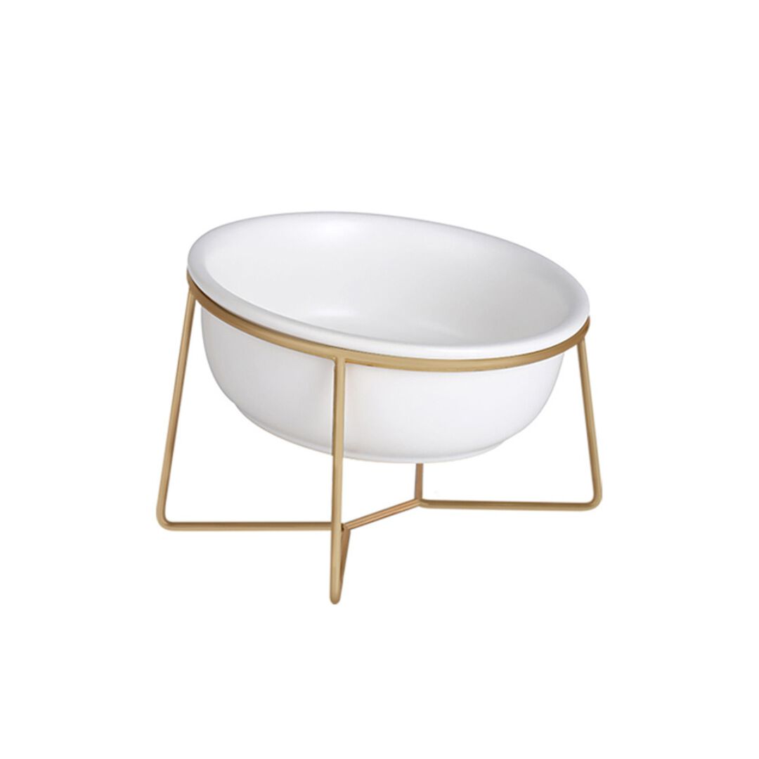 Taz&oacute;n Cer&aacute;mico Blanco con Soporte Dorado inclinado 800 ml, , large Imagen numero 6