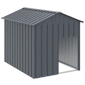VidaXL Caseta con tejado de acero galvanizado gris para perros