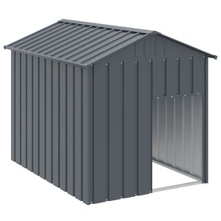 VidaXL Caseta con tejado de acero galvanizado gris para perros