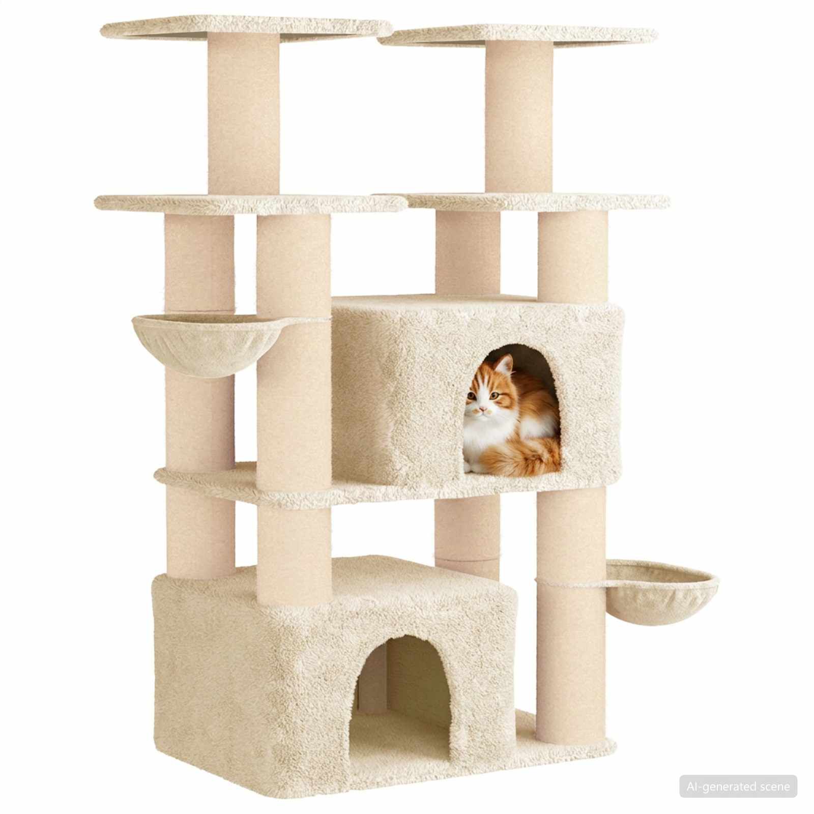 vidaXL &Aacute;rbol para gatos con postes de sisal 2 uds. Parque Muebles Felinos, , large Imagen numero 3