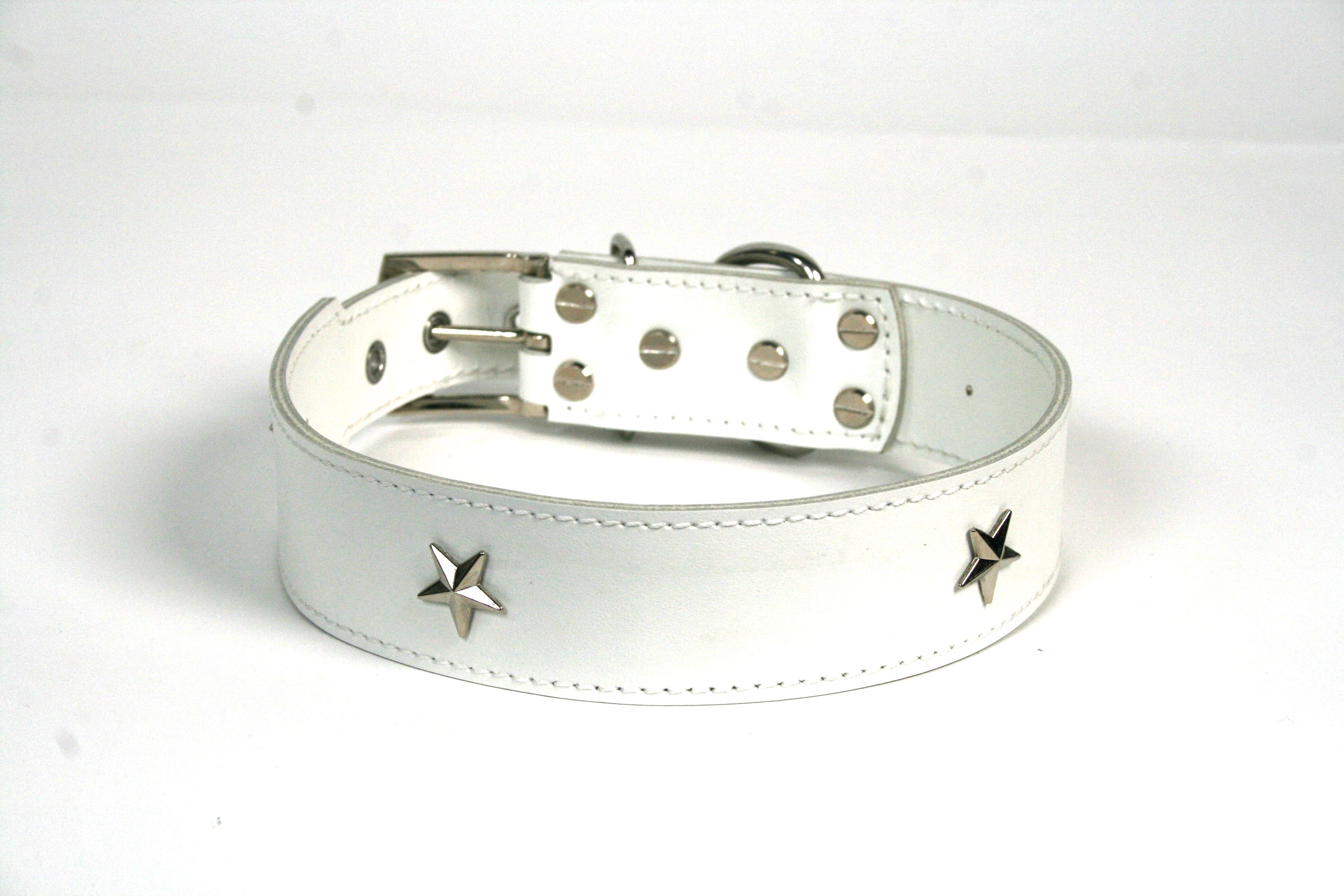 COLLAR DE PIEL BLANCO CON  ESTRELLA, , large Imagen numero 1