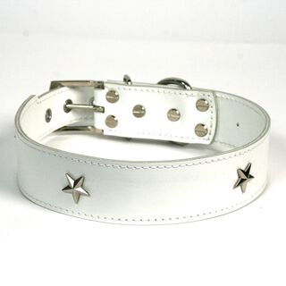 LGMCAN Collar de Piel blanco con estrella para perros