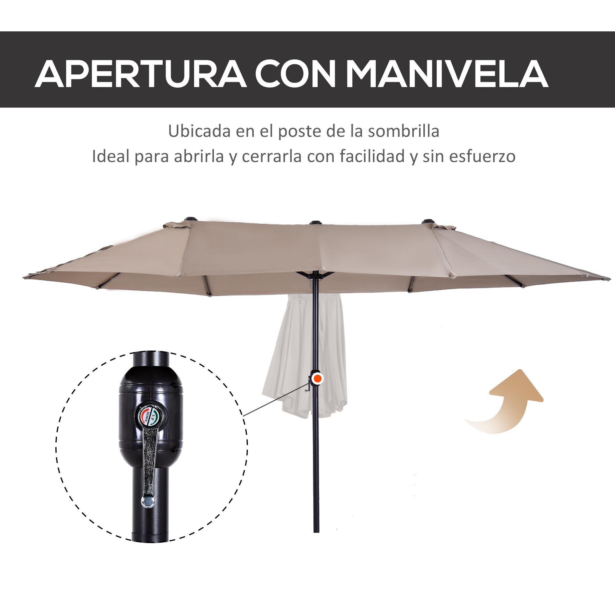 Outsunny Sombrilla Doble Parasol Grande, , large Imagen numero 5