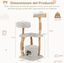 COSTWAY 124cm &Aacute;rbol Rascador para Gatos de Madera Maciza, Torre Rascador para Gatos con Postes de Sisal, Condominio, Plataformas, Centro de Actividades de M&uacute;ltiples Niveles para Gato, Gris, , large indicador imagen numero 3