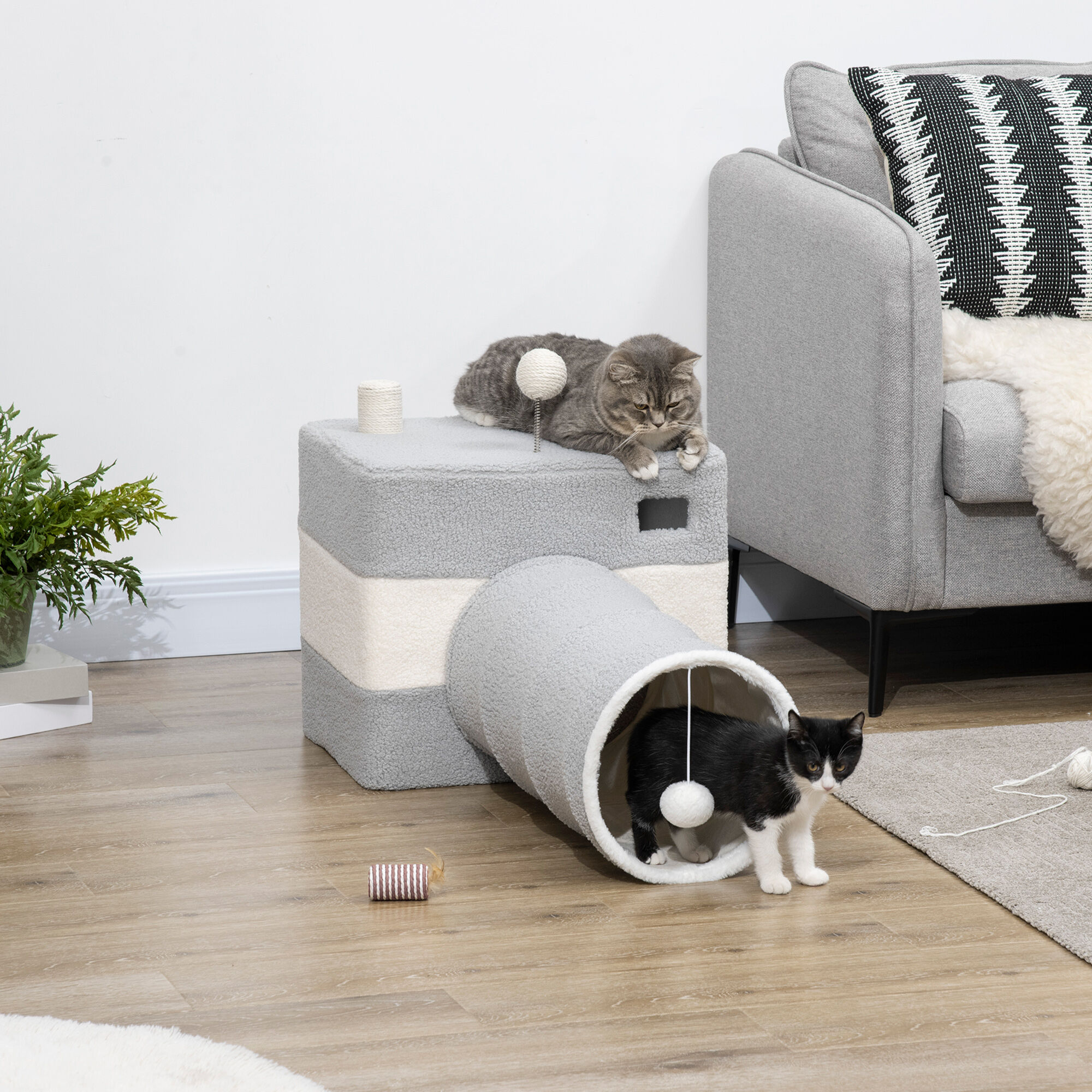 PawHut T&uacute;nel para Gatos con Cueva Tubo de Juguete para Mascotas, , large Imagen numero 2