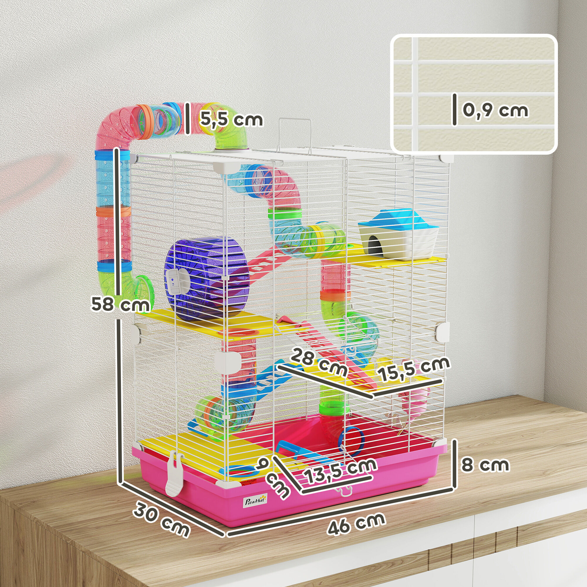 PawHut Jaula para H&aacute;mster Rosa, , large Imagen numero 3