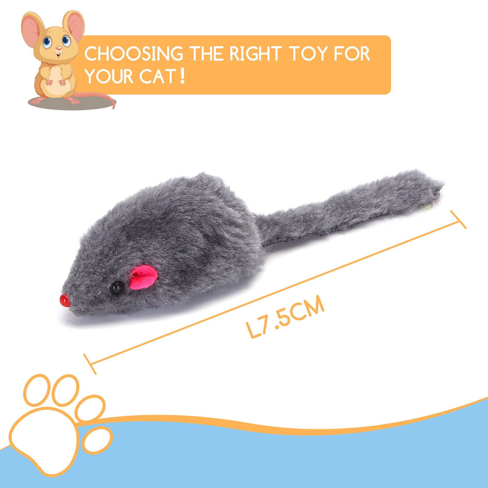 Nobleza-Juguetes para Gatos,Ratones para Gatos,6 Piezas 7,5cm, Que juegan a Masticar Dientes Limpieza Realista Juguete,Gatos Perros Simulaci&oacute;n Juguete de Rat&oacute;n,Colores Variados, , large Imagen numero 2